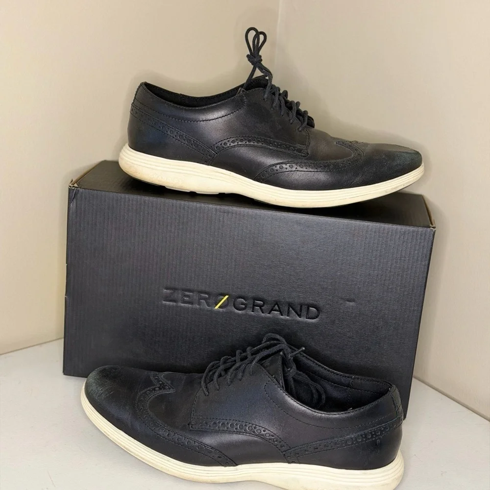 Cole Haan Men's Black and White Zerogrand Oxfords